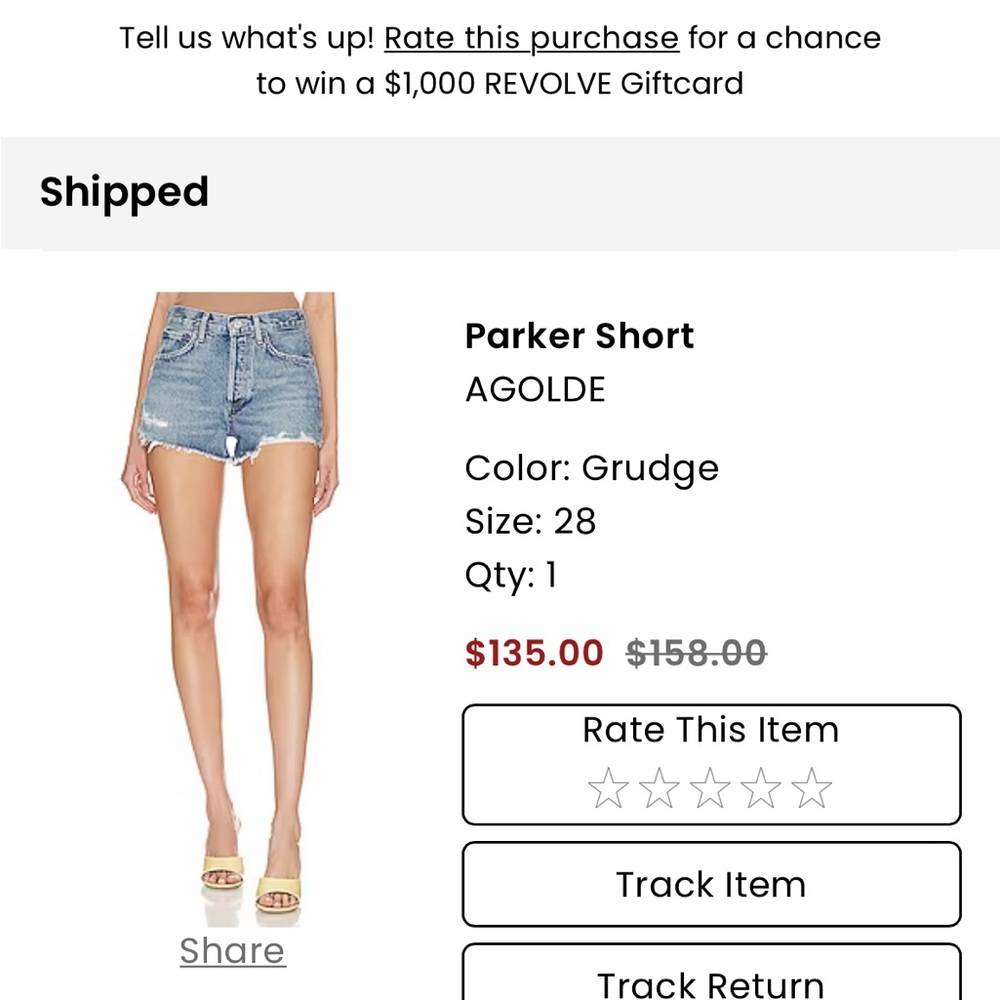 Agolde denim shorts- size 28- medium/light wash